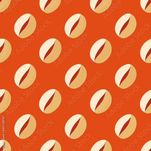 Decorative seamless pattern of repeating cowrie shells in rows