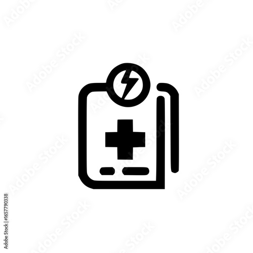 Document with plus and lightning icons symbolizing quick file creation and rapid power action