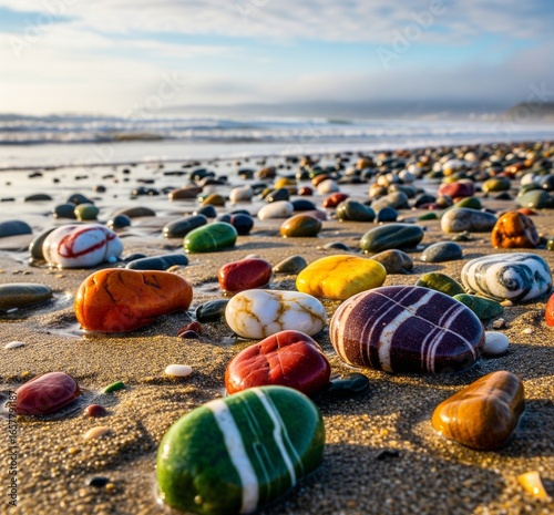 colorful stone on the beach