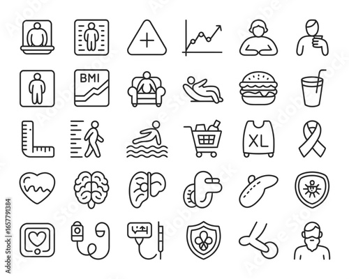 Health and wellness icons representing lifestyle and medical concepts