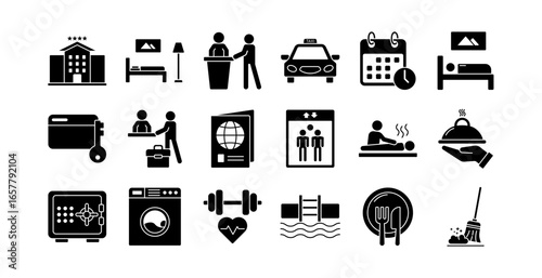 Set of hotel Icons or symbols Vector fully editable file.