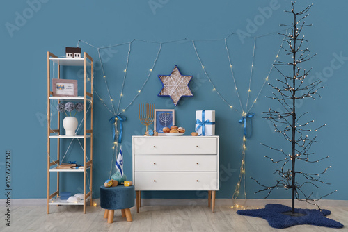 Interior of festive living ...
