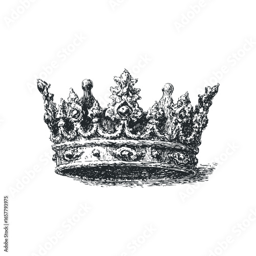 Ornate hand-drawn crown with detailed embellishments and jewels