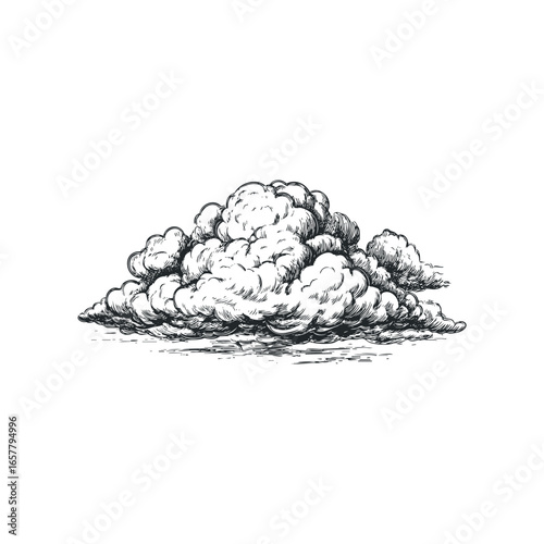 Hand Drawn Cumulus Cloud Formation Sketch