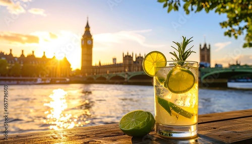 Sunset cocktail by the Thames