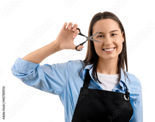 Female hairdresser with sci...