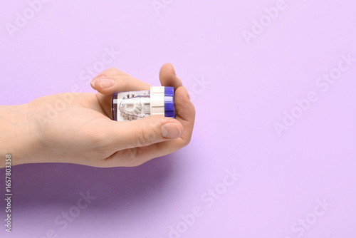 Female hand with cleaning c...