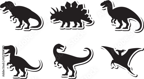 "Bold Dinosaur Silhouette Vector Set"

"Prehistoric Dinosaurs and Pterosaurs Silhouettes"

"Jurassic Era Dinosaur Silhouette Collection"