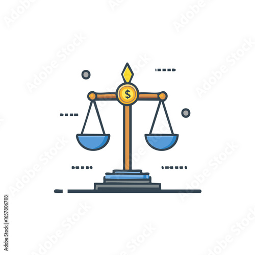Scales of Justice with Dollar Sign Symbolizing Financial Balance and Legal Weighing