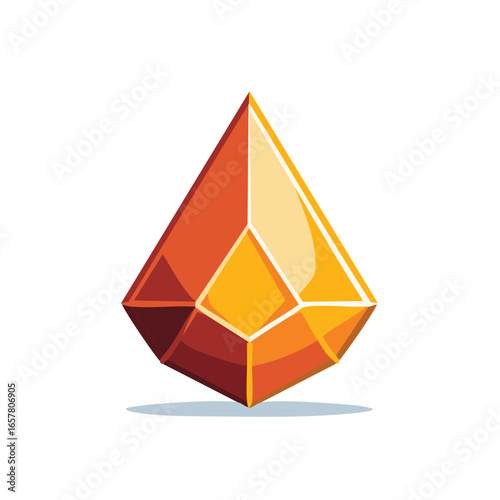 Gleaming Gemstone Illustration Sharp Edges Angular Facets Decorative Orange Yellow Colors Single Object Precious Stone Jewelry Design