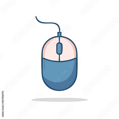Illustration of an isolated computer mouse with cable on white background