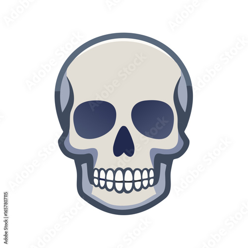 Cartoon Style Human Skull with Teeth, Isolated Vector Illustration for Halloween or Day of the Dead