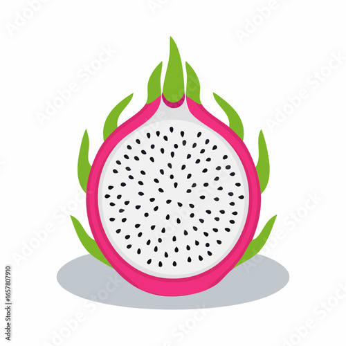 A vibrant and refreshing slice of dragon fruit, showcasing its unique texture and flavor.