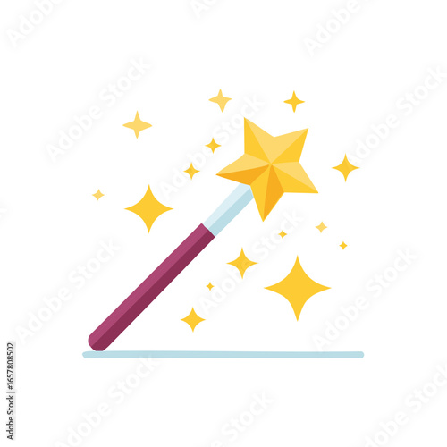 Golden star-tipped magic wand casting sparkling spells, enchanting fantasies and creating whimsical moments