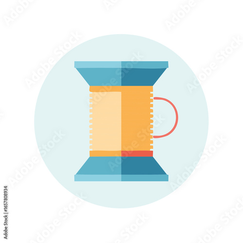 Colorful spool with thread inside a circle for sewing and craft projects or decoration use in the shop, tailor or at home.