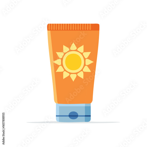 Summer Sunscreen Lotion Bottle Illustration for UV Protection and Beach Vacation