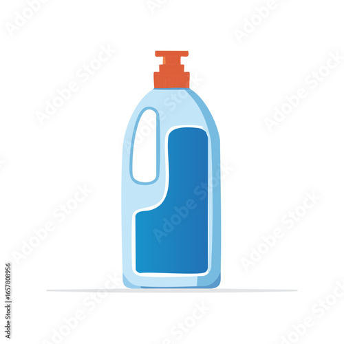 Dish Soap Bottle with Pump Vector Art Hygiene Kitchenware Home Supply