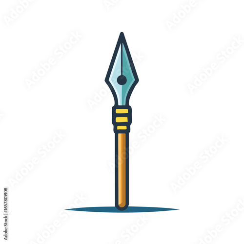Stylized Vector Illustration of a Medieval Spear with Gold Accents