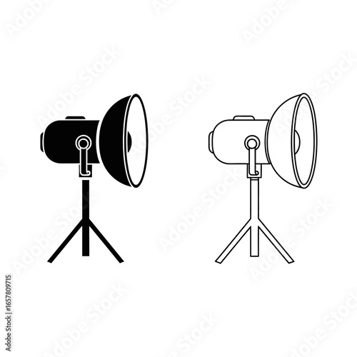 Black and white studio light on a tripod stand, perfect for photography and video production.