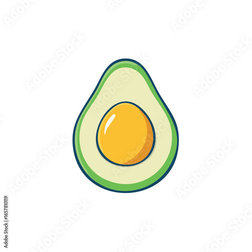 Vibrant avocado slice icon with pit against a bright background for healthy food ingredient concept and vegetarian diets