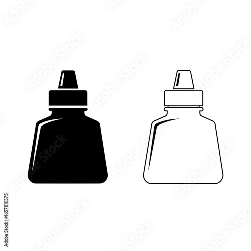Black and white bottle icons:  graphic design elements.