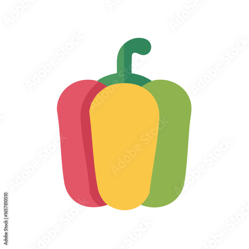 Colorful bell peppers illustration with flat design red, yellow, and green vegetables