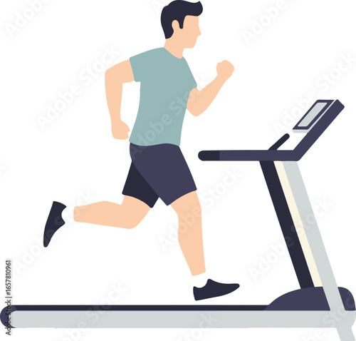 Minimalist Vector of Man Running on Treadmill for Fitness