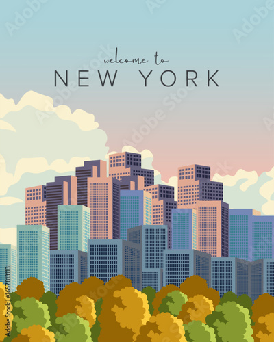 Autumn in New York Central Park poster, banner, postcard
