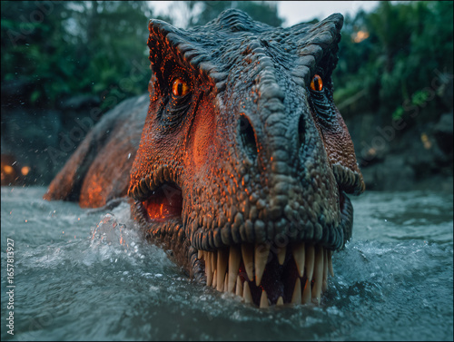 Prehistoric Jurassic Dinosaur Swimming Water Ferocious Reptile Ancient Colossal Predator Museum Adventure Eerie Fantasy Safari Time Thriller Digital Animation Paleontology Science Mystical Creature