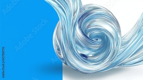 Abstract blue swirl design with glossy texture and gradient background for creative projects