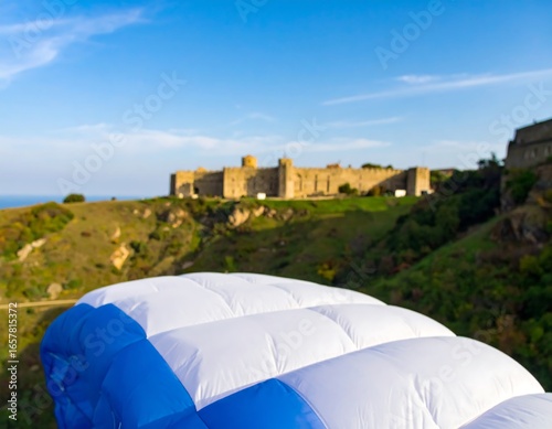 Paragliding over a castle