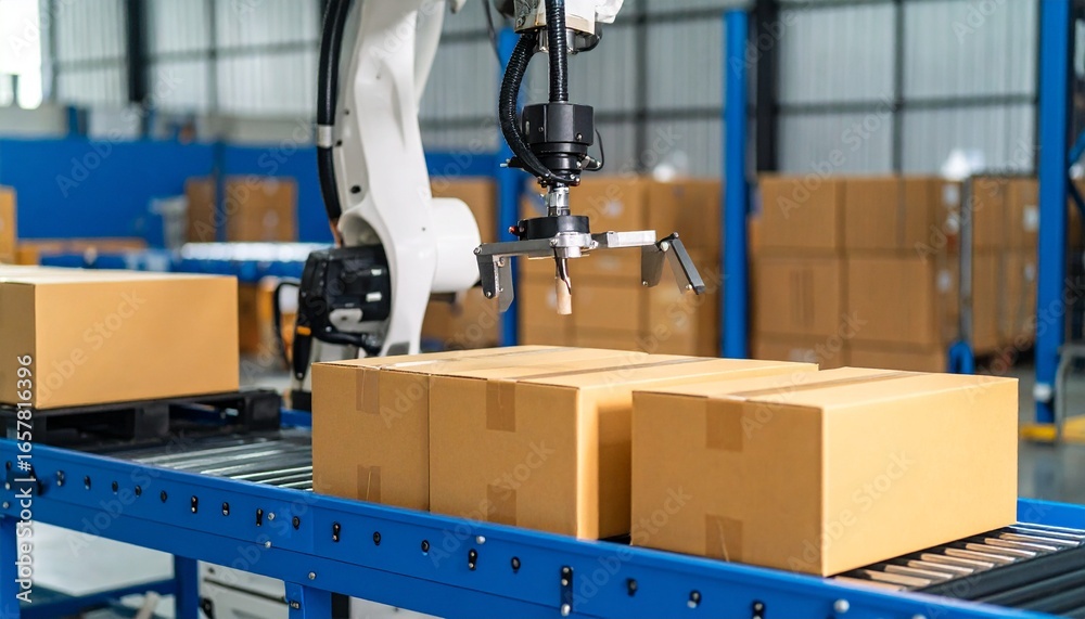 Naklejka premium robot arms in industrial factory