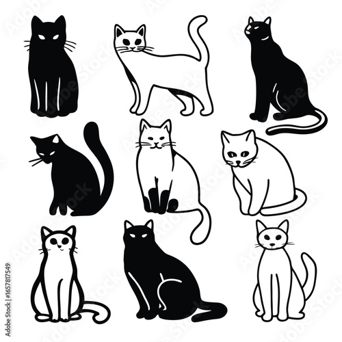 set of cats silhouettes