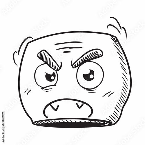 Angry cartoon face with furrowed brows and sharp teeth ready to express frustration, perfect for expressing emotions, moods, and character design