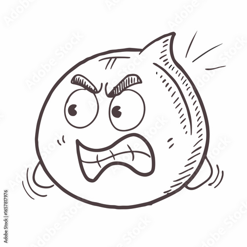 Angry cartoon character with intense expression, conveying frustration and rage, perfect for conveying emotion and adding personality
