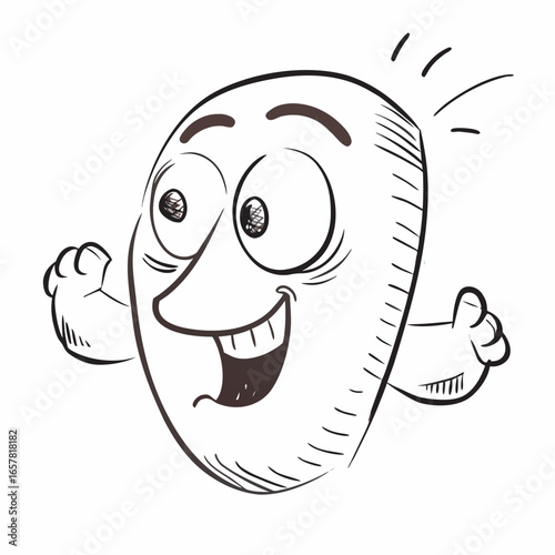 Cheerful cartoon character expressing joy and enthusiasm, perfect for fun projects, conveying happiness, excitement, and positive emotions, ready to celebrate success