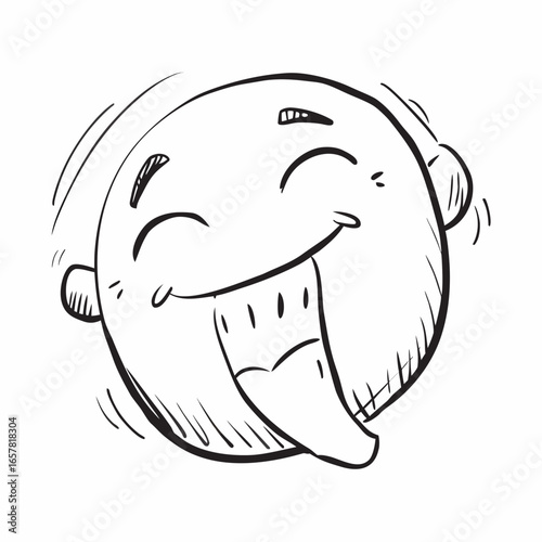 Joyful cartoon character laughing with tongue out, perfect for expressing humor, happiness, and fun in various creative projects, offering a sense of lightheartedness