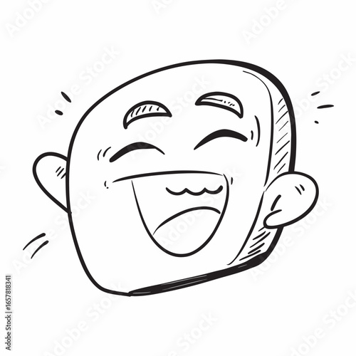 Expressive cartoon face bursting with laughter and joy, perfect for conveying happiness, fun, and positive emotions in any design or project