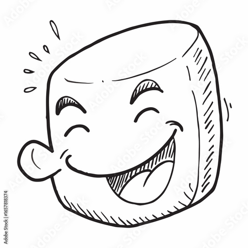Joyful cartoon character laughing with tears of happiness, perfect for conveying glee, humor, and positive emotions in illustrations and designs for a variety of projects