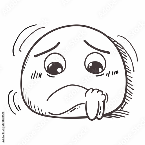 Embarrassed or anxious emoji illustration with nervous expression, perfect for conveying stress, worry, or awkwardness in design or marketing materials