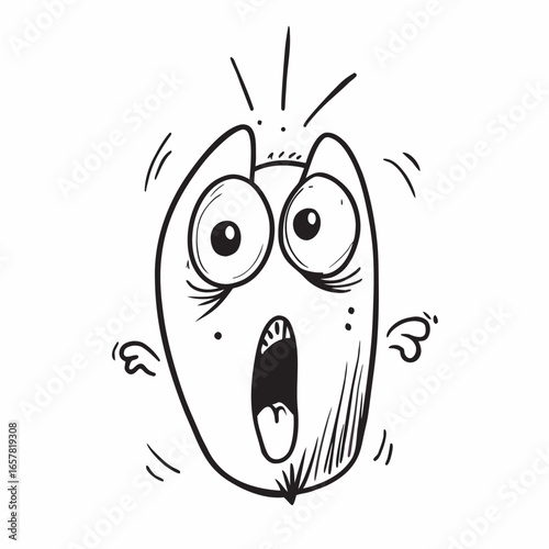 Surprised cartoon character with wide open mouth and shocked expression, perfect for illustrating surprise, astonishment, or disbelief in various projects