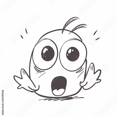 Cartoon character expressing shock and surprise with wide eyes and open mouth, perfect for illustrating amazement and disbelief