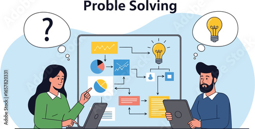 Team brainstorms solutions, finding innovative ideas for business growth