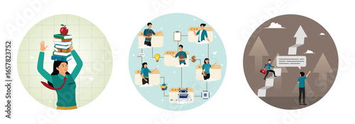 Business development books concept. Office workflow diagram. Solve business problem.