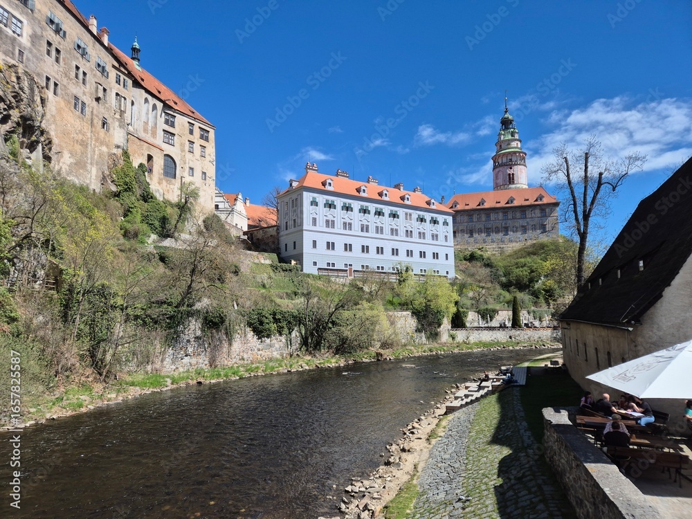 Obraz premium view of the historic old town of krumau (cesky krumlov) in the czech republic