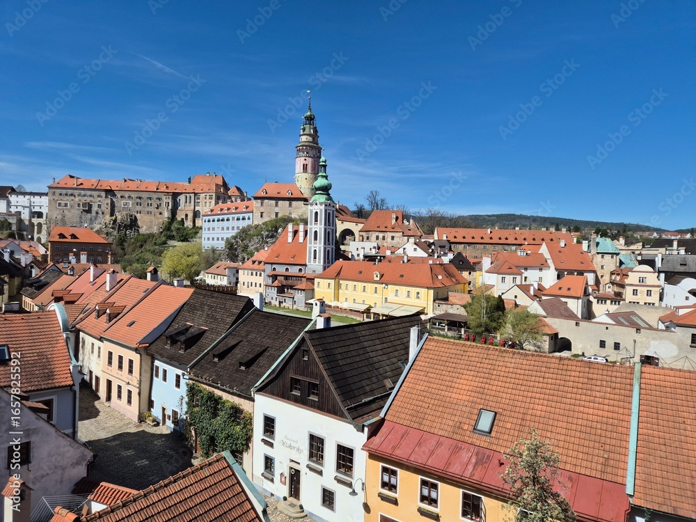 Obraz premium view of the historic old town of krumau (cesky krumlov) in the czech republic