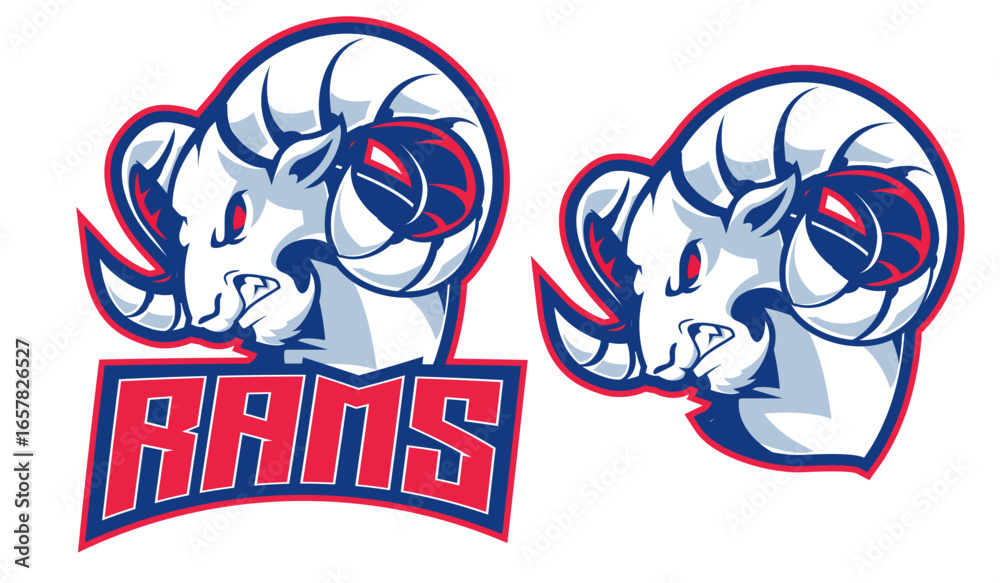 Obraz premium Bold Ram Head Illustration for Gaming and Sports