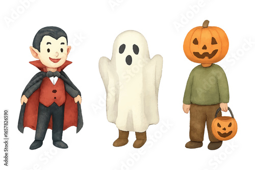 watercolor halloween theme character costume