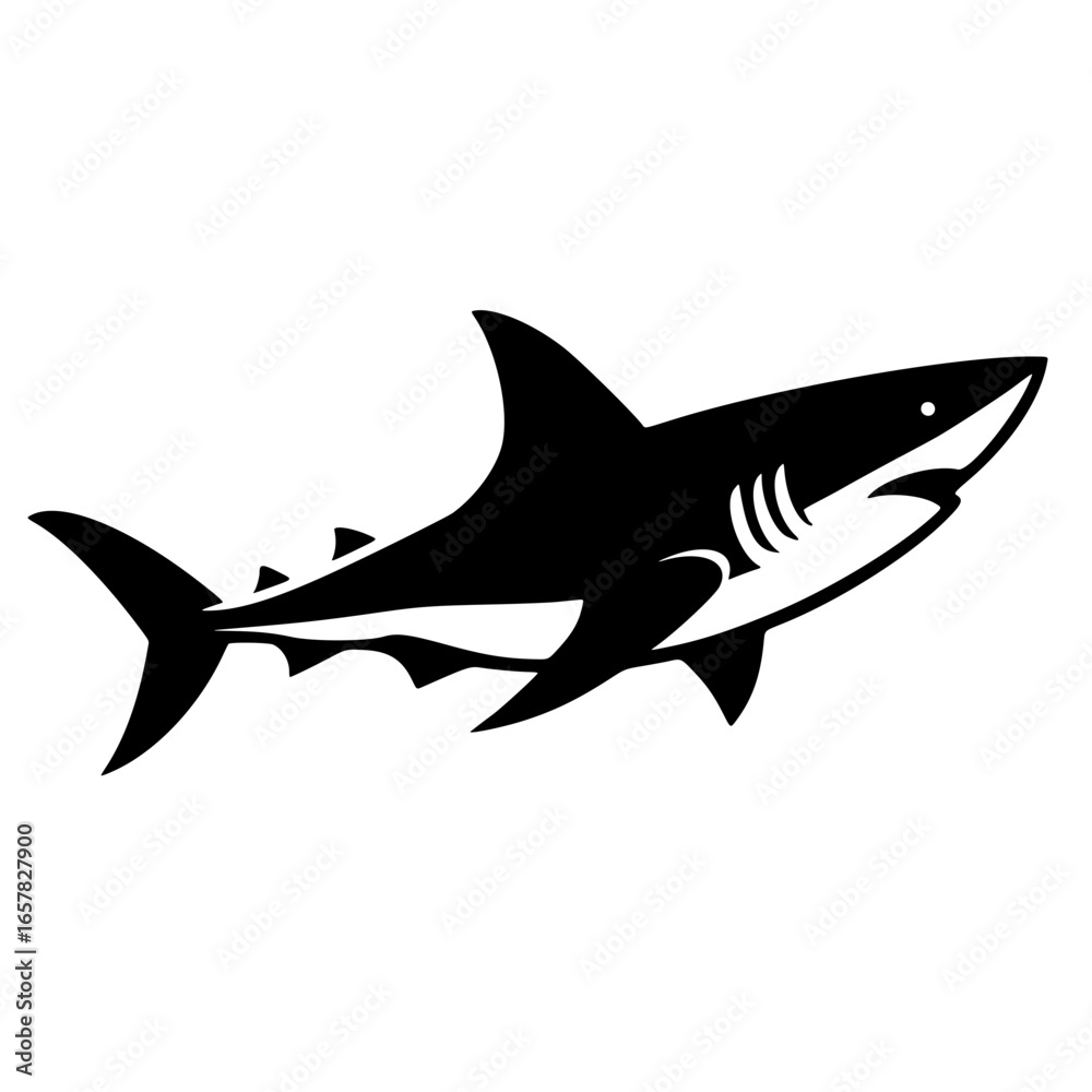 Naklejka premium Icon or logo, shark silhouette vector, transparent background PNG