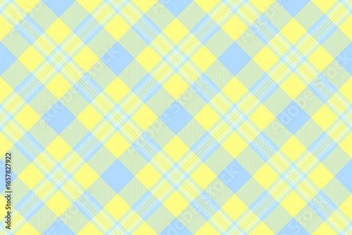 Jpg vector seamless background, romance check fabric plaid. Copy space textile pattern tartan texture in yellow and cyan colors.